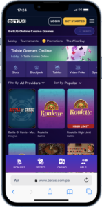 betus table games