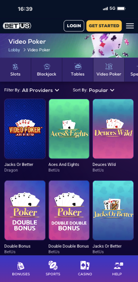 betus casino video poker