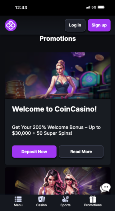 coincasino promotions menu