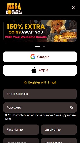 Mega Bonanza Sign Up
