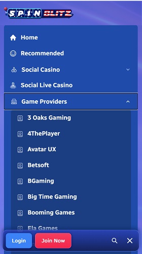 SpinBlitz Game Providers