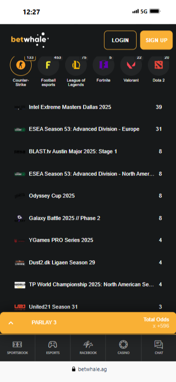 BetWhale's CS:GO esports betting markets