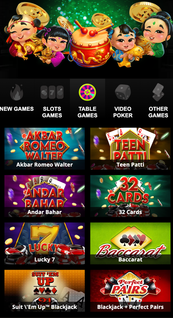 Raging Bull Casino Table Games