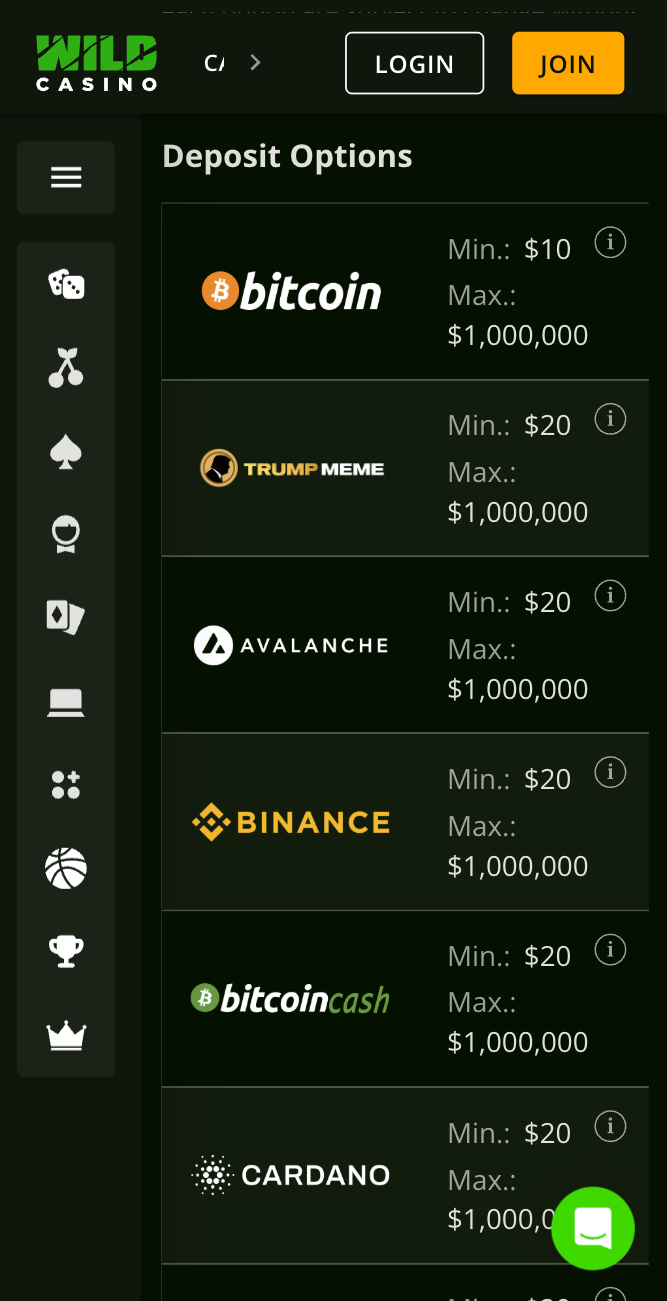 Wild Casino Deposit Options