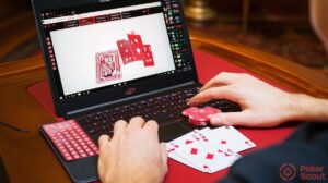 Poker training site studying using laptop