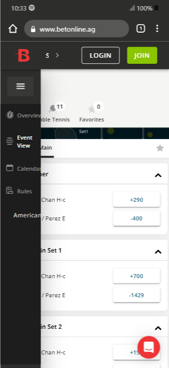 BetOnline live markets