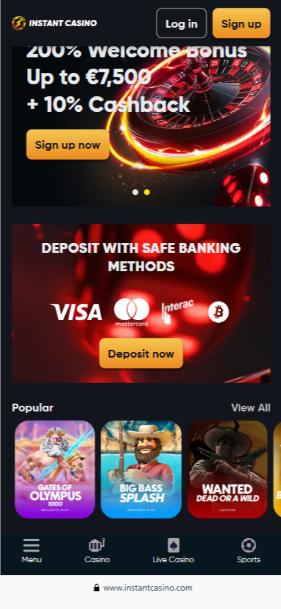 instant casino lobby