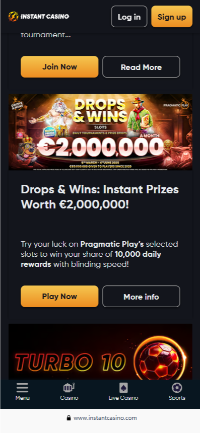 instant casino tournaments
