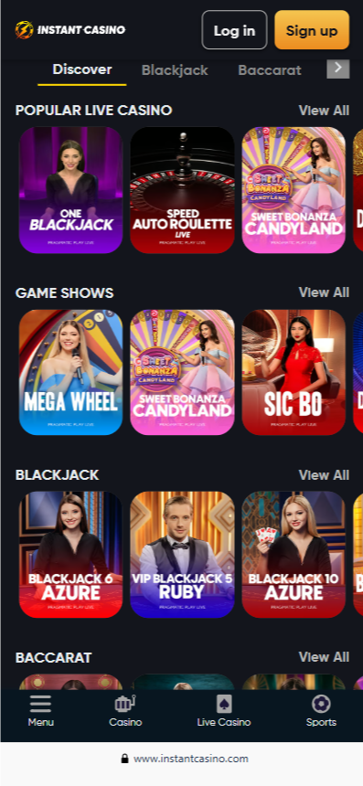 instant casino live casino