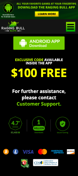 raging bull slots app $100 free