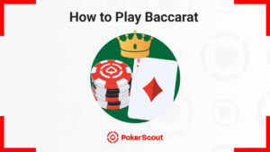 Illustration of poker chips, a 9 of diamonds card, and a gold crown under the title "How to Play Baccarat"