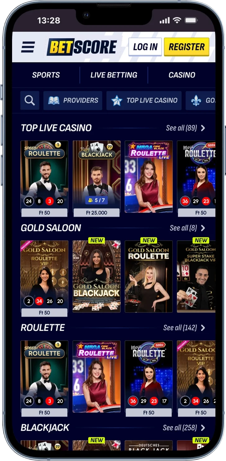 Betscore live games on mobile
