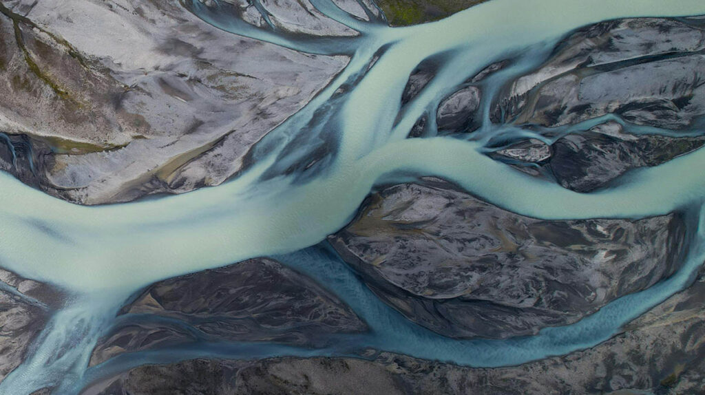 Branching River Delta Aerial Shot