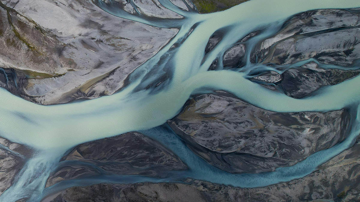 Branching River Delta Aerial Shot