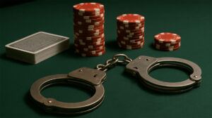 Red Casino Chips Cards Handcuffs