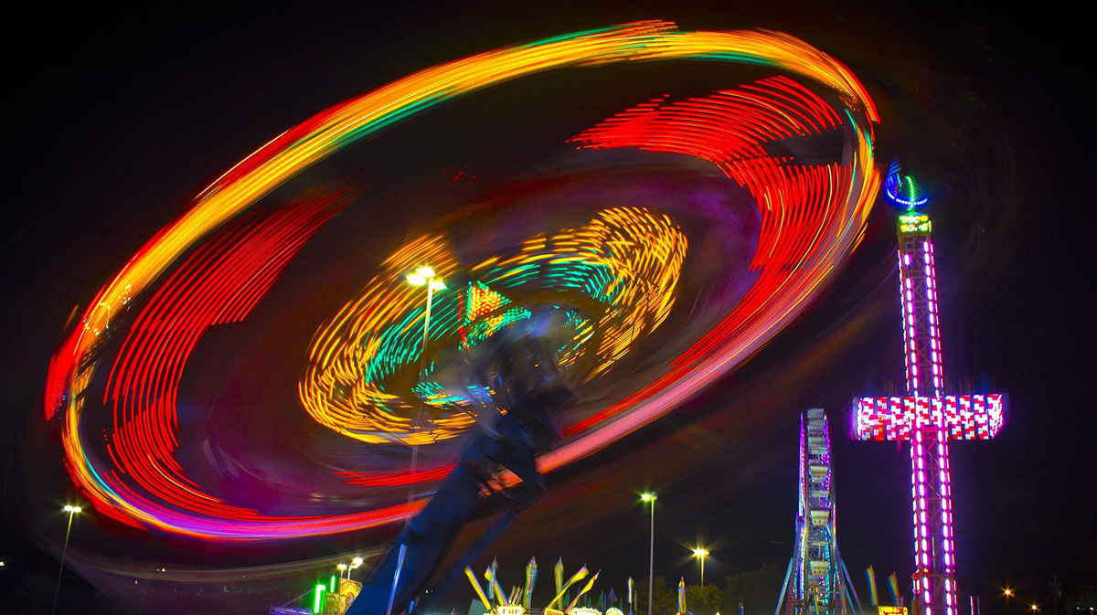 Spinning Carnival Ride Going Fast