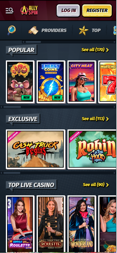 Allyspin games lobby