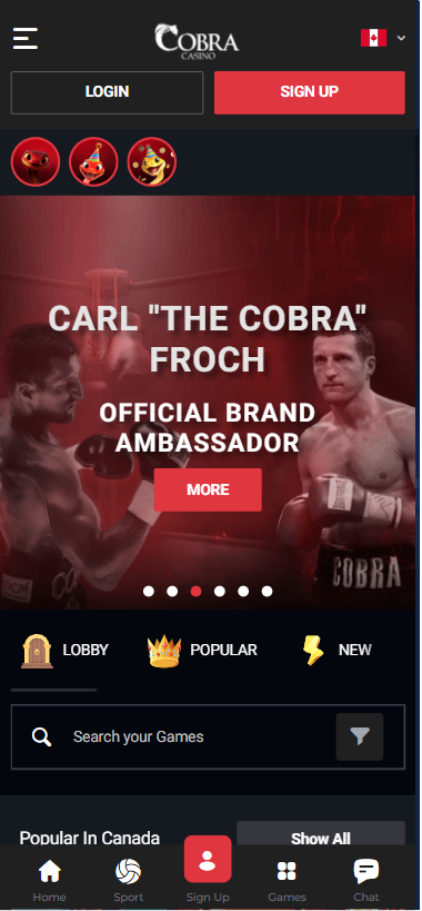 cobra casino lobby