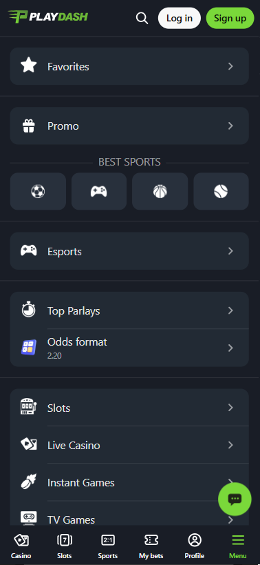 playdash menu