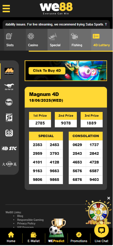 we88 4d lottery