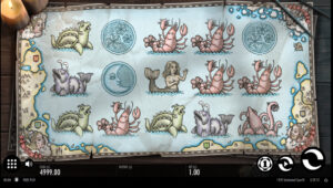 A whimsical game screen displays a map with sea creatures, including mermaids, crabs, and sea dragons. The tone is playful and adventurous.