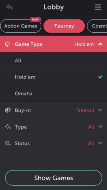Filter the Tournaments