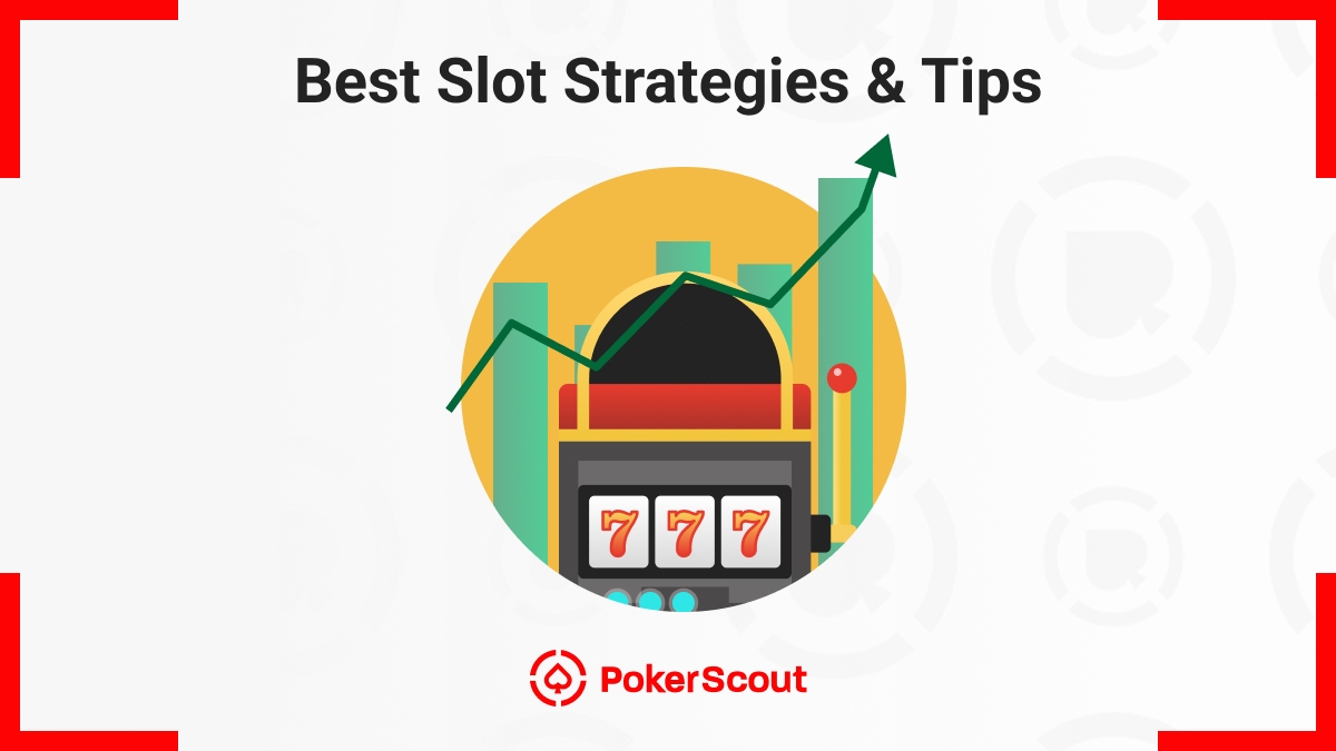 Illustration of a slot machine with three sevens, accompanied by an upward graph, showcasing "Best Slot Strategies & Tips"