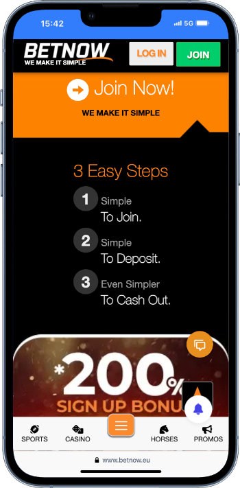 BetNow Joining Page Mobile