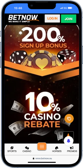 BetNow Mobile Screenshot Casino Bonuses