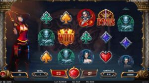 An online slot game titled "Bloodsuckers II," featuring vibrant icons like wild symbols, bonus features, and various themed emblems.