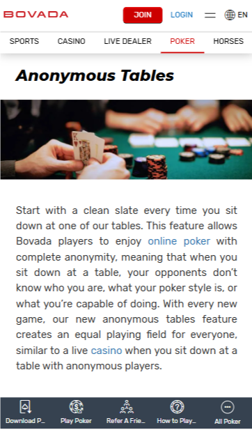Bovada Poker Anonymous Tables