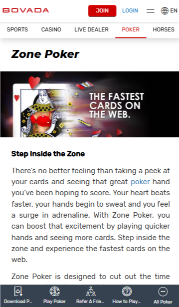 Bovada Zone Poker