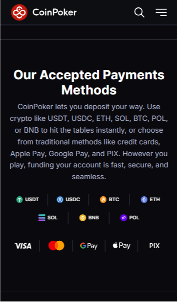 CoinPoker Payment Methods
