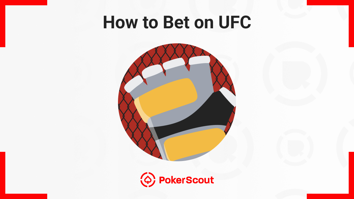 Graphic of a UFC glove with a grip pose over a red octagon cage background. Text above reads 'How to Bet on UFC'
