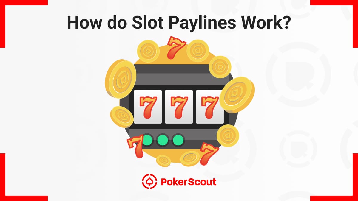 Illustration of a slot machine with multiple '7' symbols and gold coins, captioned "How do Slot Paylines Work?"
