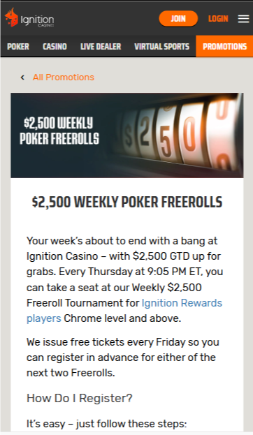 Ignition Poker Freerolls