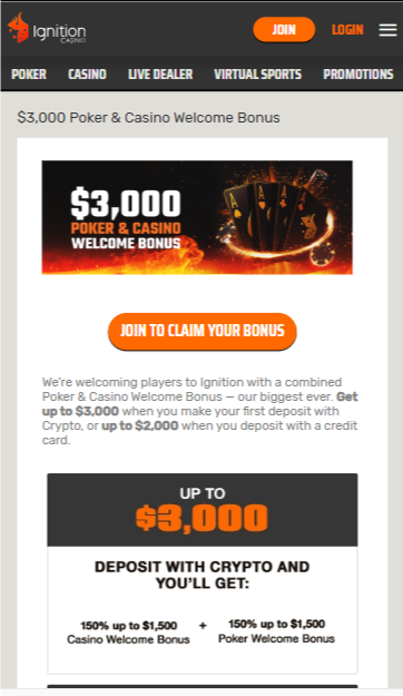 Ignition Poker Welcome Bonus