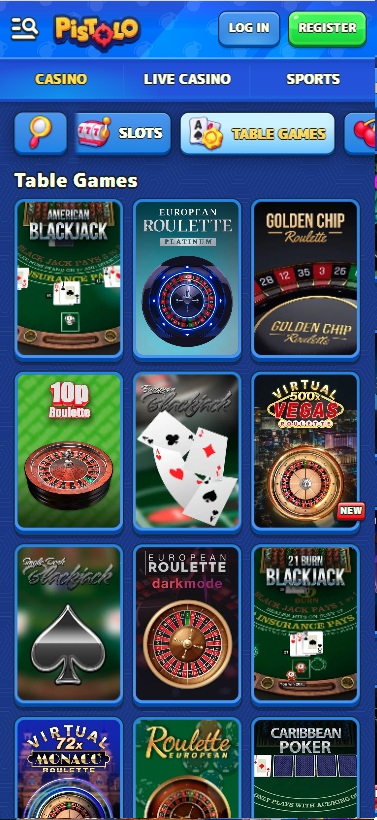 Pistolo table games