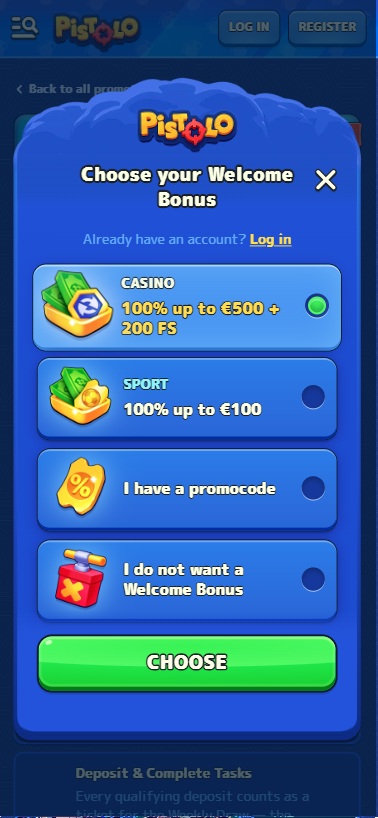 Pistolo sign up bonus