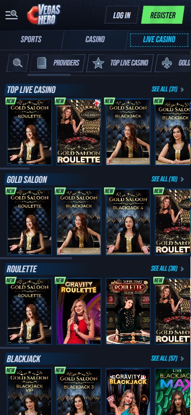 vegashero live casino