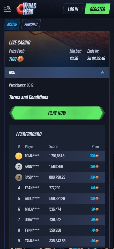 vegashero tournaments