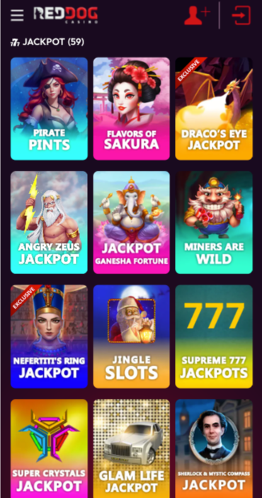 Red Dog Casino jackpot games