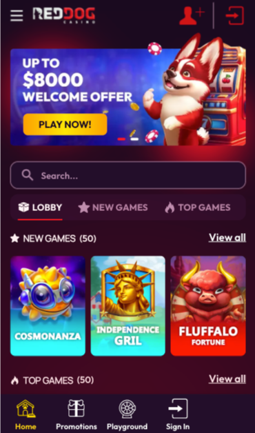 Red Dog Casino home page