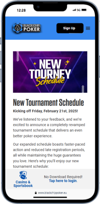 Black Chip Poker Tournament Schedule