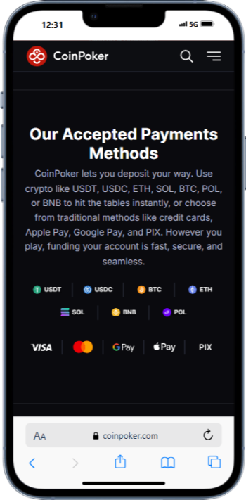 CoinPoker payment options