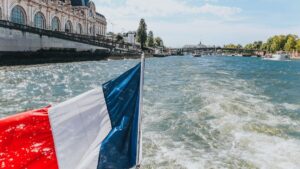 French flag on the Seine River