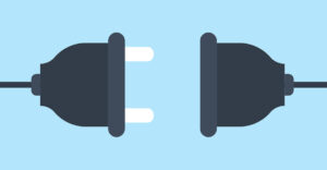 Illustration of an unplugged power cord, indicating disconnection
