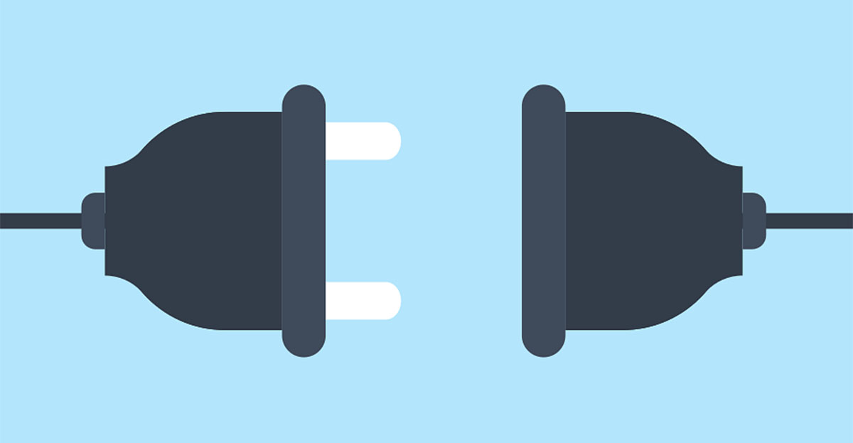 Illustration of an unplugged power cord, indicating disconnection