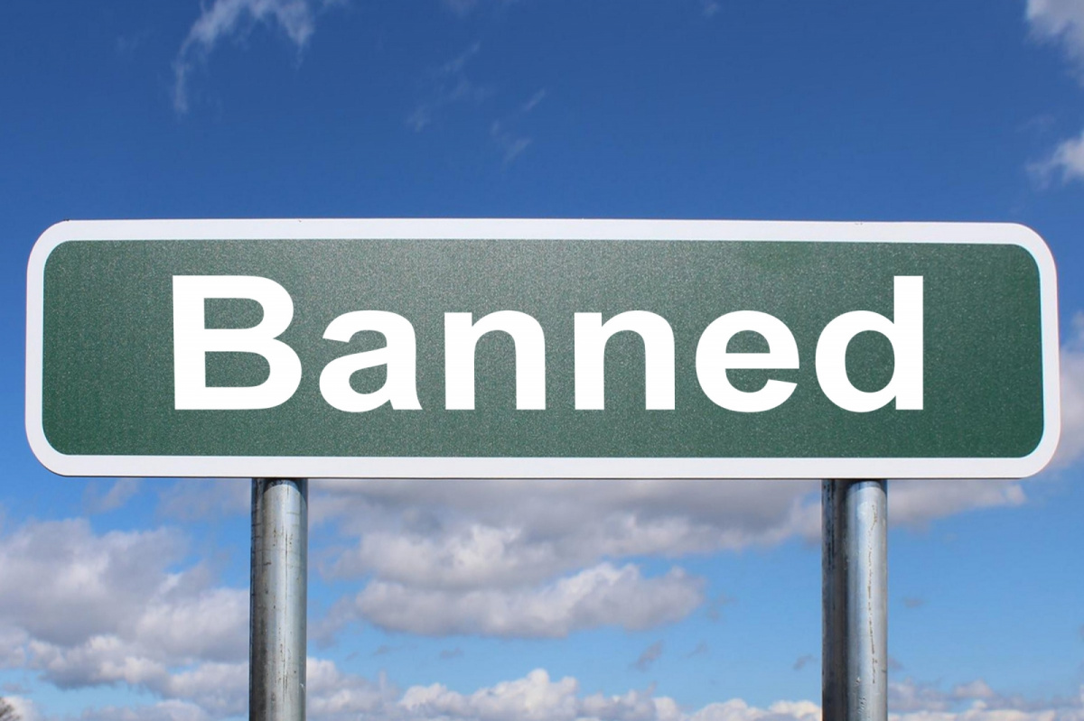 A sign reading "banned."