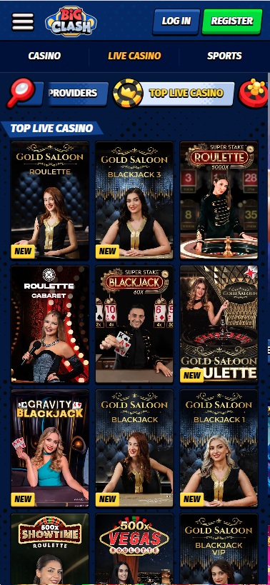 big clash live casino lobby